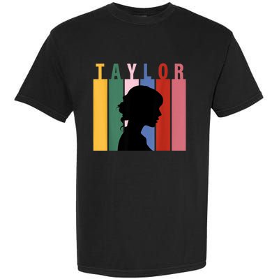 Retro Taylor First Name Personalized Groovy Birthday Girl Garment-Dyed Heavyweight T-Shirt