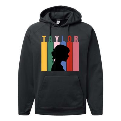 Retro Taylor First Name Personalized Groovy Birthday Girl Performance Fleece Hoodie