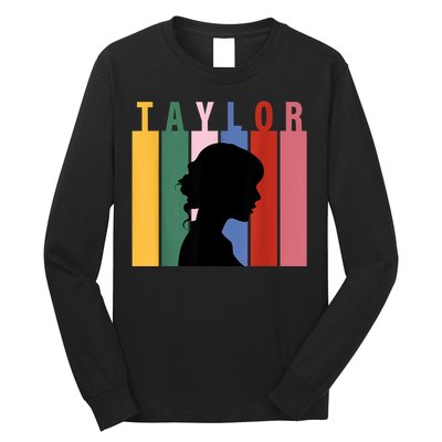 Retro Taylor First Name Personalized Groovy Birthday Girl Long Sleeve Shirt