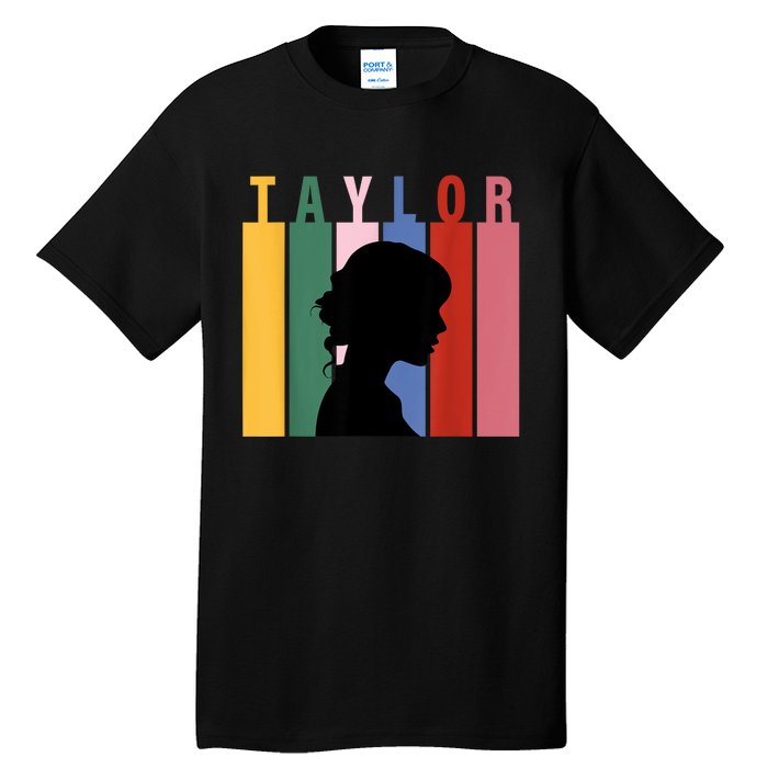 Retro Taylor First Name Personalized Groovy Birthday Girl Tall T-Shirt