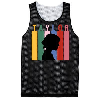 Retro Taylor First Name Personalized Groovy Birthday Girl Mesh Reversible Basketball Jersey Tank