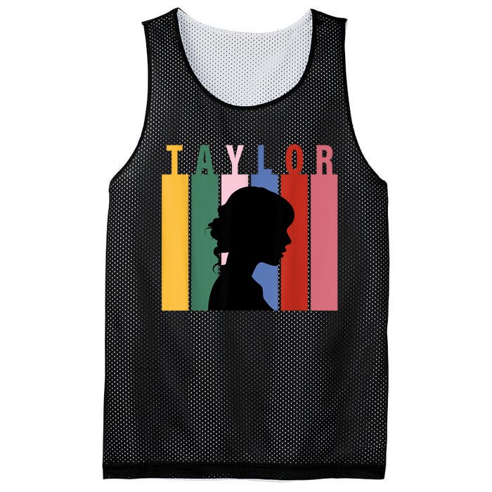 Retro Taylor First Name Personalized Groovy Birthday Girl Mesh Reversible Basketball Jersey Tank