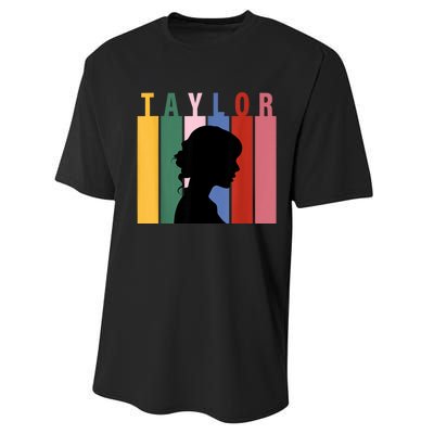 Retro Taylor First Name Personalized Groovy Birthday Girl Performance Sprint T-Shirt