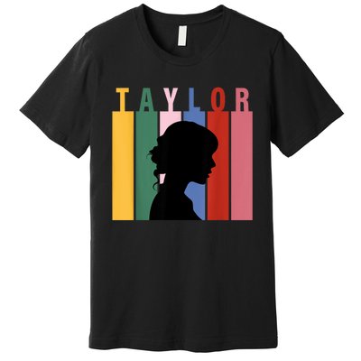 Retro Taylor First Name Personalized Groovy Birthday Girl Premium T-Shirt