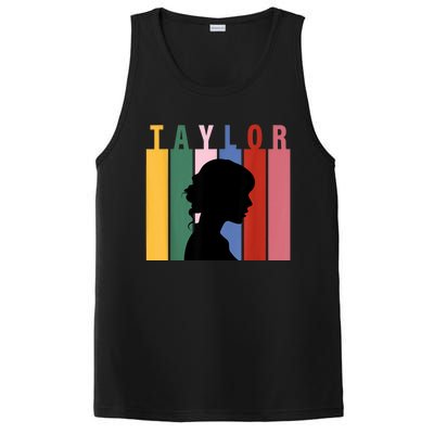 Retro Taylor First Name Personalized Groovy Birthday Girl PosiCharge Competitor Tank