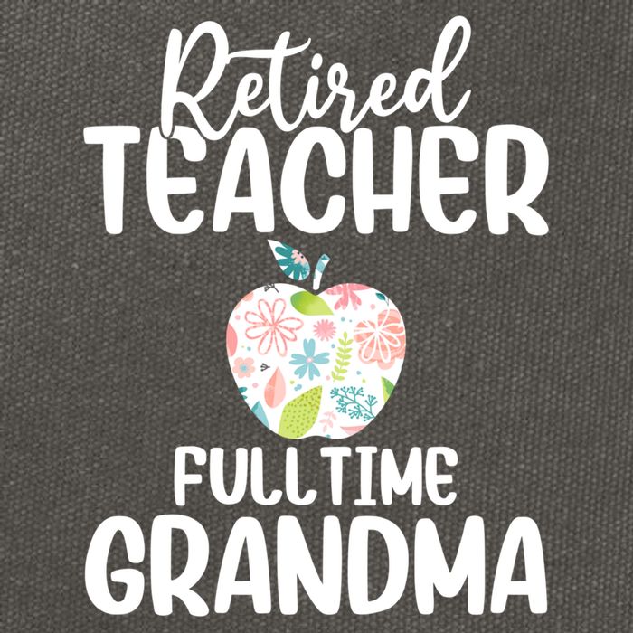 Retired Teacher Full Time Grandma Floral Cute Gift Cotton Canvas Backpack