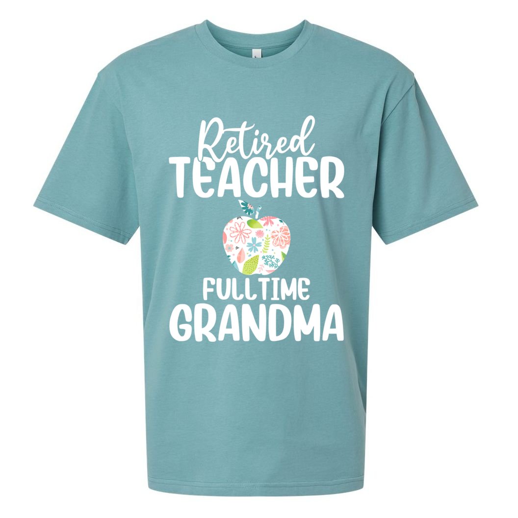 Retired Teacher Full Time Grandma Floral Cute Gift Sueded Cloud Jersey T-Shirt