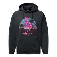 Retro Tropic Flamingo Performance Fleece Hoodie