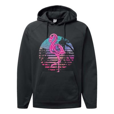 Retro Tropic Flamingo Performance Fleece Hoodie