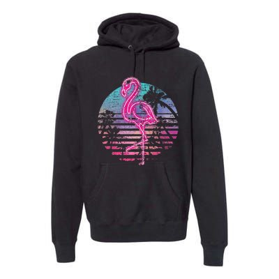 Retro Tropic Flamingo Premium Hoodie