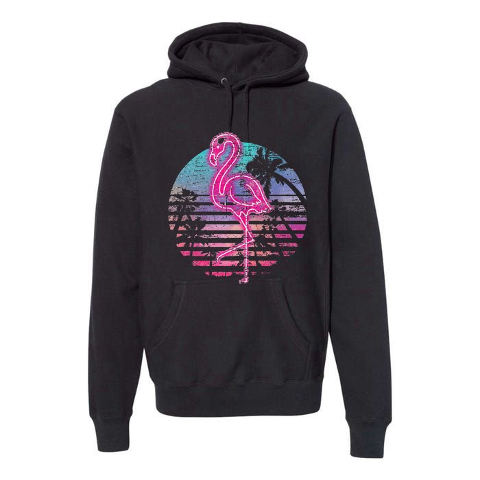 Retro Tropic Flamingo Premium Hoodie