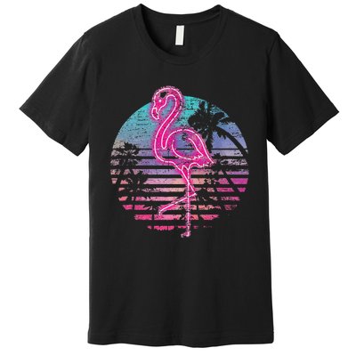 Retro Tropic Flamingo Premium T-Shirt