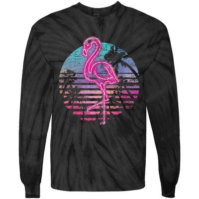 Retro Tropic Flamingo Tie-Dye Long Sleeve Shirt