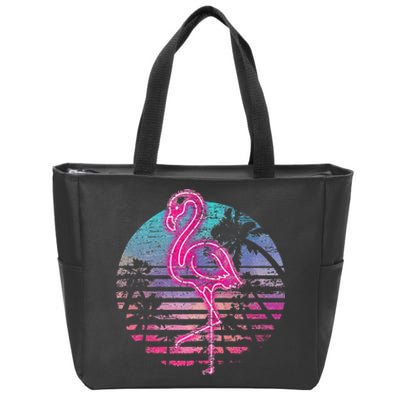 Retro Tropic Flamingo Zip Tote Bag