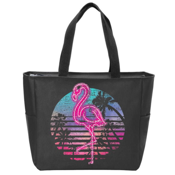 Retro Tropic Flamingo Zip Tote Bag