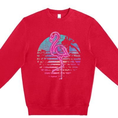 Retro Tropic Flamingo Premium Crewneck Sweatshirt