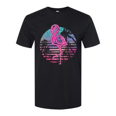 Retro Tropic Flamingo Softstyle CVC T-Shirt