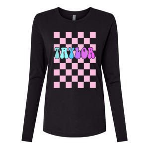 Retro T.AYLOR First Name Personalized Groovy Birthday Womens Cotton Relaxed Long Sleeve T-Shirt