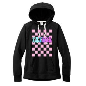 Retro T.AYLOR First Name Personalized Groovy Birthday Women's Fleece Hoodie