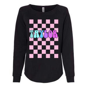 Retro T.AYLOR First Name Personalized Groovy Birthday Womens California Wash Sweatshirt