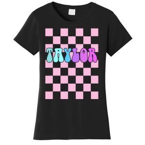 Retro T.AYLOR First Name Personalized Groovy Birthday Women's T-Shirt