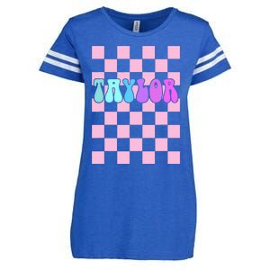 Retro T.AYLOR First Name Personalized Groovy Birthday Enza Ladies Jersey Football T-Shirt