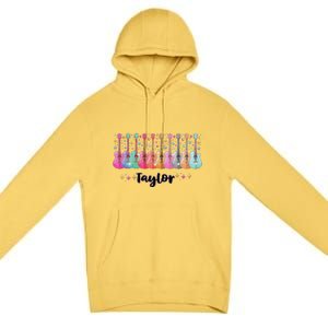 Retro Taylor First Name Personalized Groovy 80s Pin.K Premium Pullover Hoodie