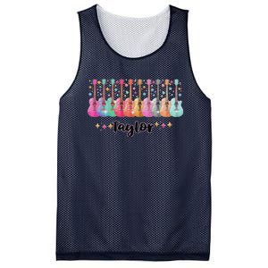 Retro Taylor First Name Personalized Groovy 80s Pin.K Mesh Reversible Basketball Jersey Tank