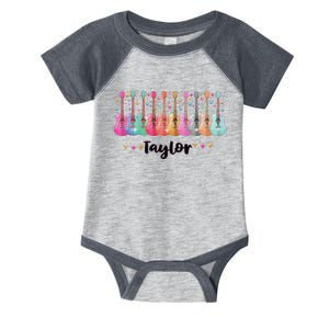 Retro Taylor First Name Personalized Groovy 80s Pin.K Infant Baby Jersey Bodysuit