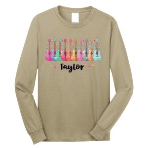 Retro Taylor First Name Personalized Groovy 80s Pin.K Long Sleeve Shirt