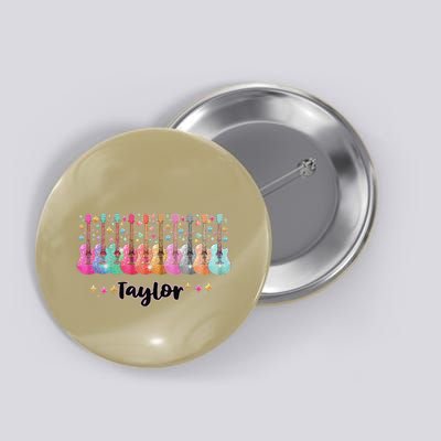 Retro Taylor First Name Personalized Groovy 80s Pin.K Button