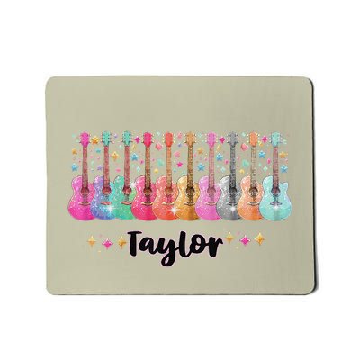 Retro Taylor First Name Personalized Groovy 80s Pin.K Mousepad