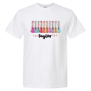 Retro Taylor First Name Personalized Groovy 80s Pin.K Garment-Dyed Heavyweight T-Shirt