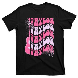 Retro TA.YLOR First Name Personalized Groovy Birthday T-Shirt