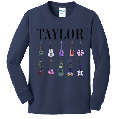 Retro Taylor First Name Personalized Groovy Birthday Kids Long Sleeve Shirt