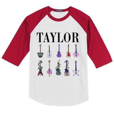 Retro Taylor First Name Personalized Groovy Birthday Kids Colorblock Raglan Jersey