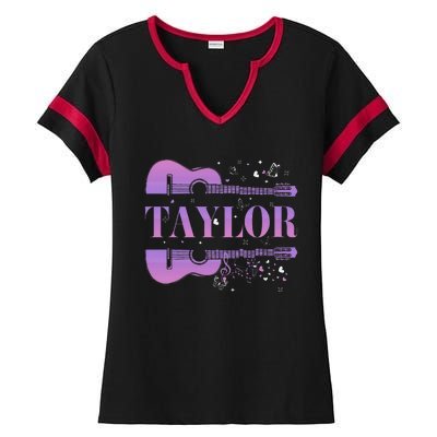 Retro Taylor First Name Personalized Groovy Birthday Ladies Halftime Notch Neck Tee