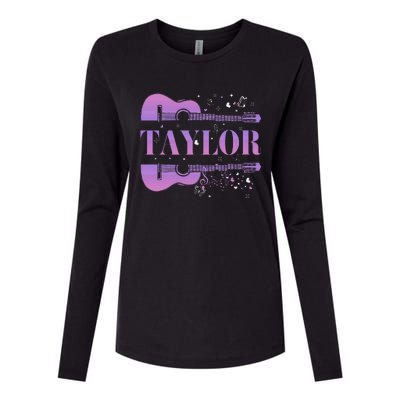 Retro Taylor First Name Personalized Groovy Birthday Womens Cotton Relaxed Long Sleeve T-Shirt