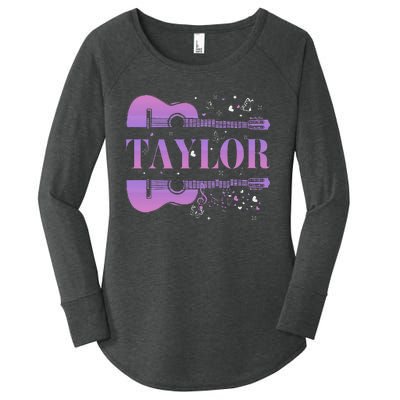 Retro Taylor First Name Personalized Groovy Birthday Women's Perfect Tri Tunic Long Sleeve Shirt