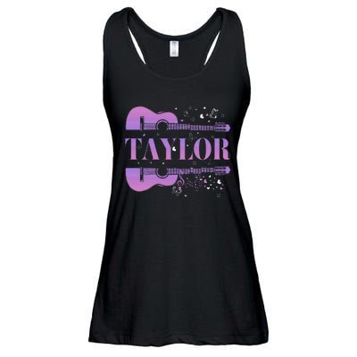 Retro Taylor First Name Personalized Groovy Birthday Ladies Essential Flowy Tank