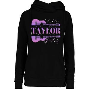 Retro Taylor First Name Personalized Groovy Birthday Womens Funnel Neck Pullover Hood