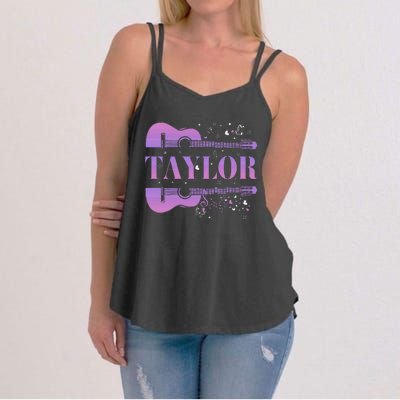 Retro Taylor First Name Personalized Groovy Birthday Women's Strappy Tank