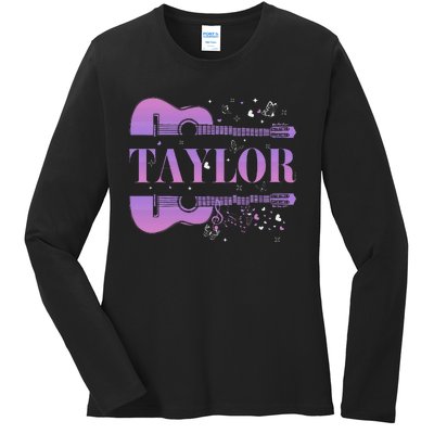 Retro Taylor First Name Personalized Groovy Birthday Ladies Long Sleeve Shirt