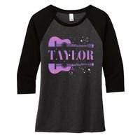 Retro Taylor First Name Personalized Groovy Birthday Women's Tri-Blend 3/4-Sleeve Raglan Shirt