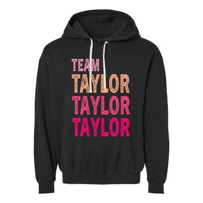 Retro T.AYLOR First Name Personalized Groovy Birthday Garment-Dyed Fleece Hoodie