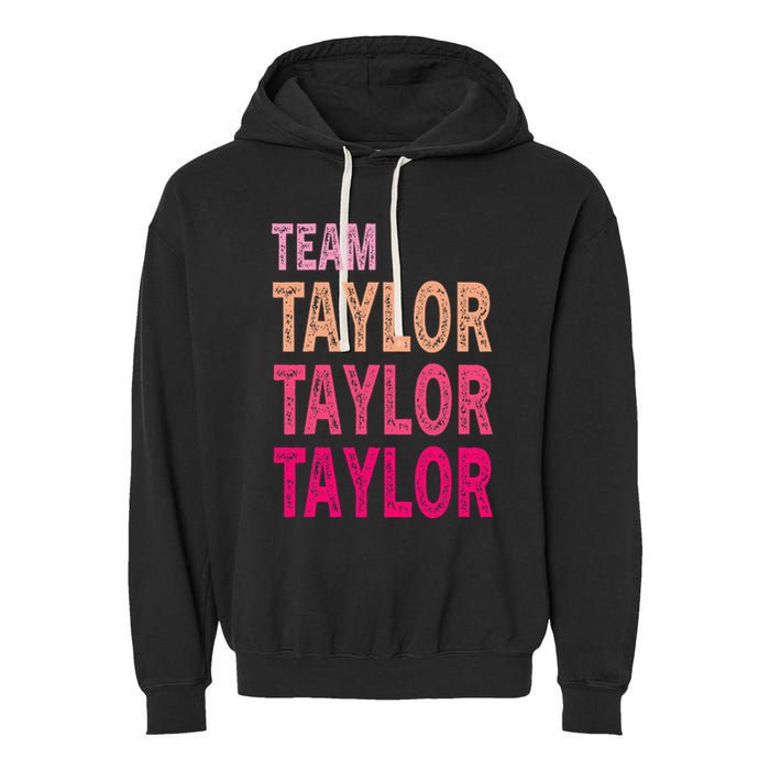 Retro T.AYLOR First Name Personalized Groovy Birthday Garment-Dyed Fleece Hoodie