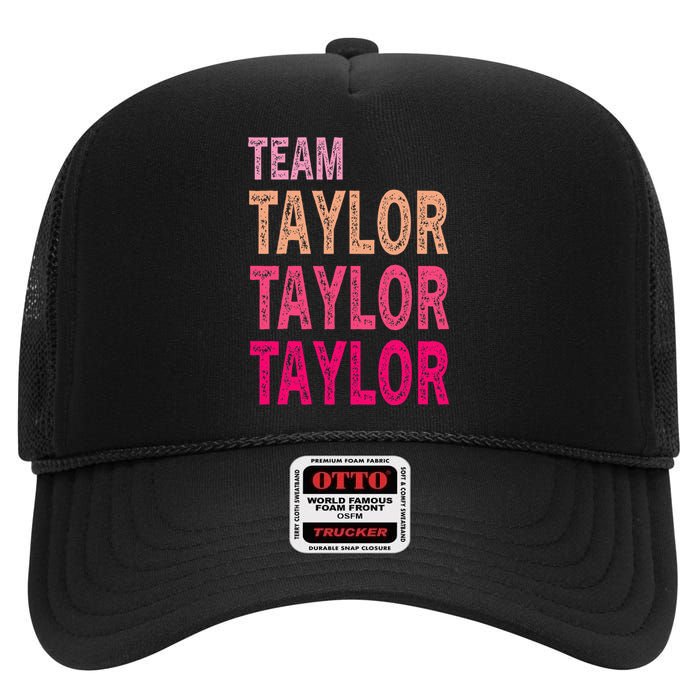 Retro T.AYLOR First Name Personalized Groovy Birthday High Crown Mesh Back Trucker Hat