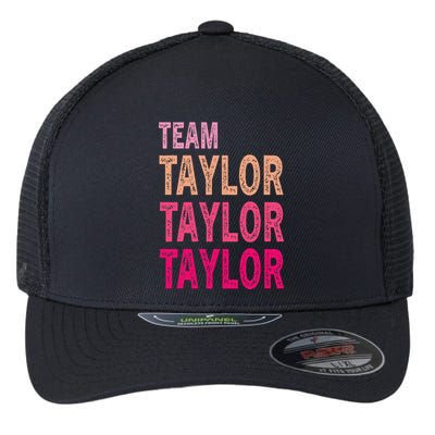 Retro T.AYLOR First Name Personalized Groovy Birthday Flexfit Unipanel Trucker Cap