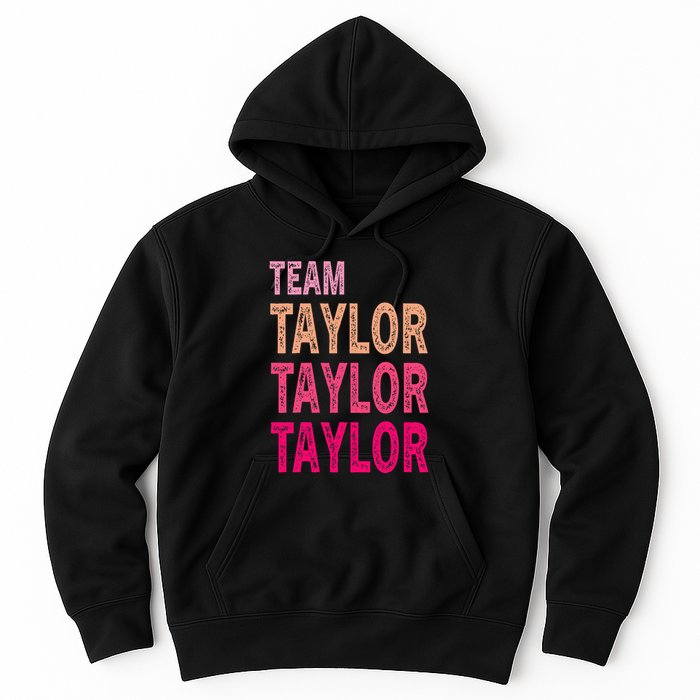 Retro T.AYLOR First Name Personalized Groovy Birthday Hoodie