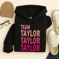 Retro T.AYLOR First Name Personalized Groovy Birthday Hoodie